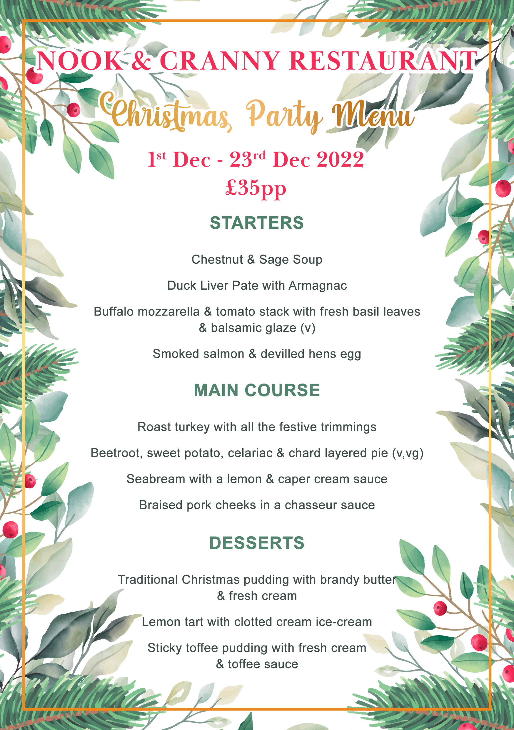 2024 Christmas Menu Sybyl Millicent